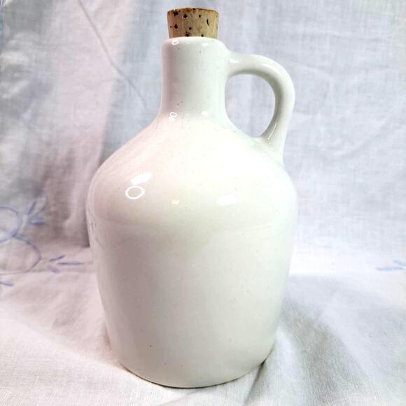 Vintage Oil Jug House of Webster White Cork Stopper Ceramic Painted Rose Floral - Picture 2 of 6